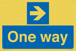One way with right directional arrow
